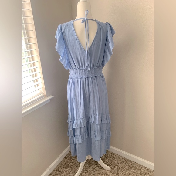 NWOT J GEE Elegant Blue Ruffled Dress - Picture 5 of 6